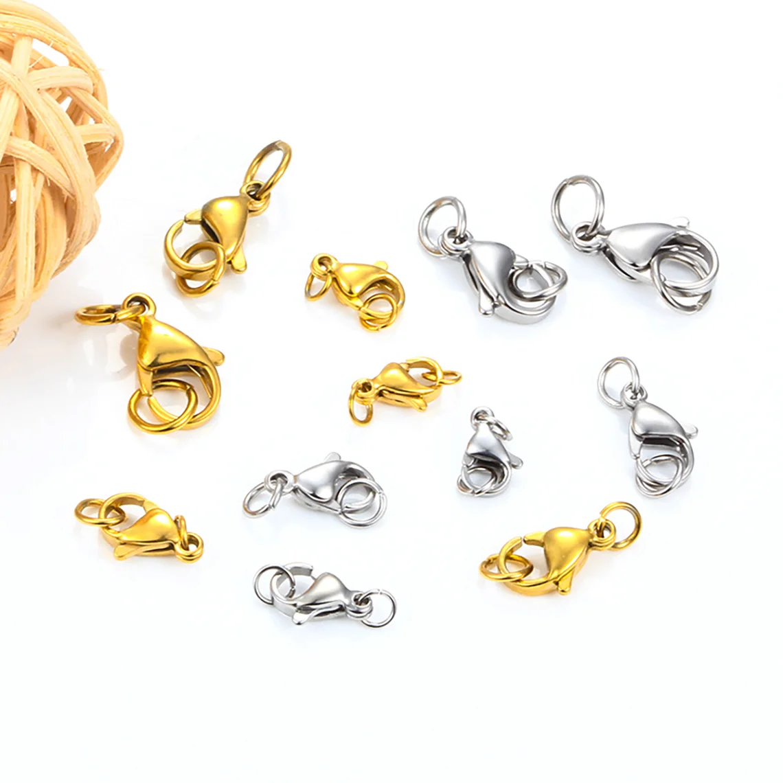30er-Set Edelstahl-Karabinerverschlüsse mit Verbindungsringen für DIY-Armband- und Halsketten-Schmuckherstellung – Detail 4