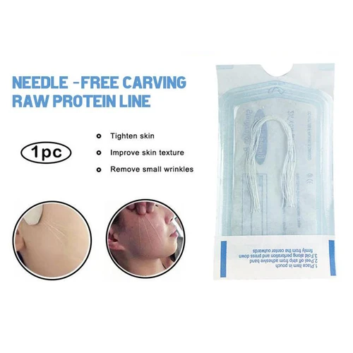 Imagen 2 del producto 60/120 Uds. Absorbable sin aguja línea de proteína dorada relleno facial antiarrugas Lift reafirmante hilo de colágeno cuidado de la piel antienvejecimiento
