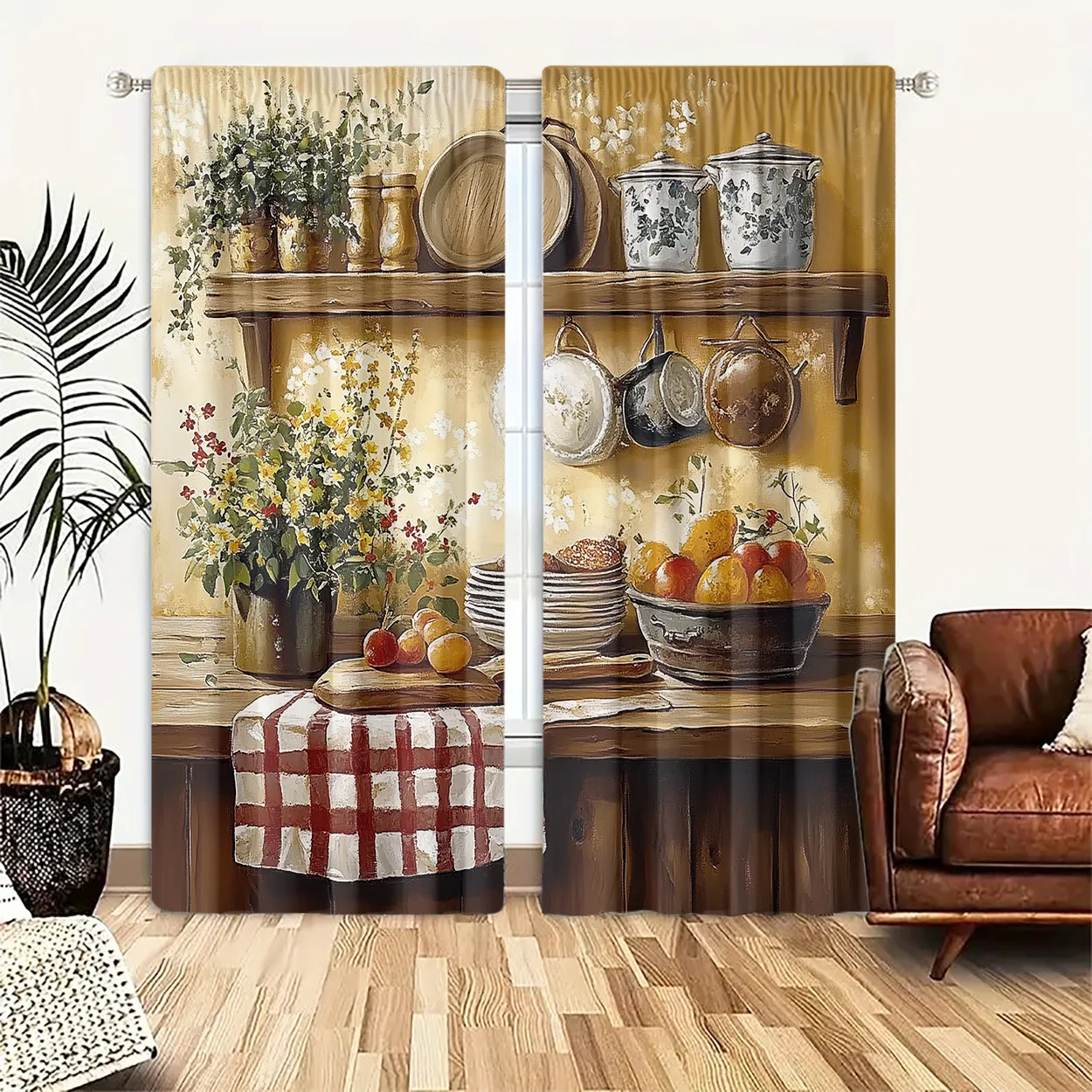 vintage kitchenware printed curtain rod design is suitable for bedrooms, offices, kitchens, bathrooms and living rooms.