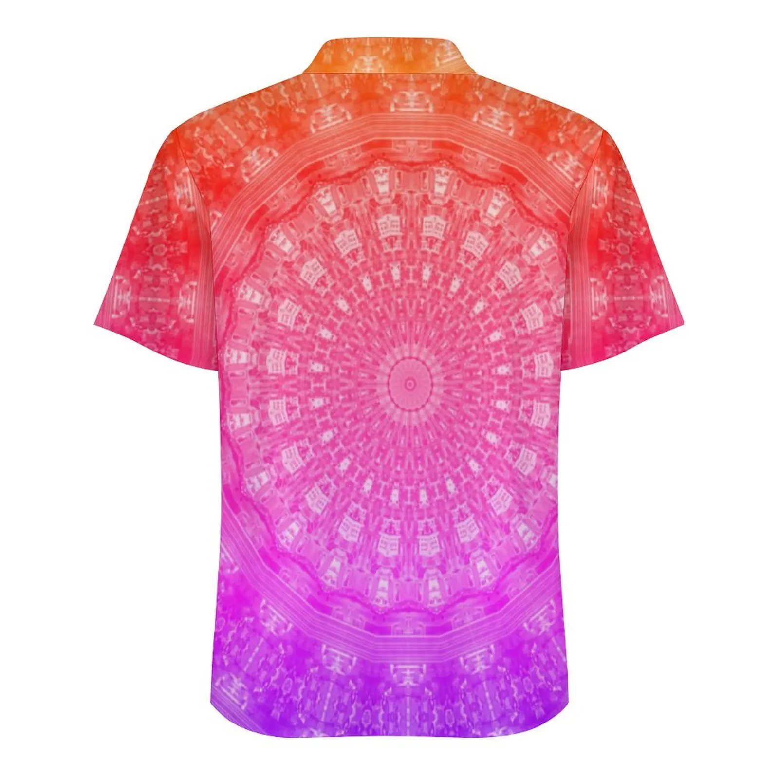 Camisa do Havaí Mandala arco-íris masculina, estampa flores ombre, camisas casuais, manga curta, design elegante, blusas grandes e legais, férias