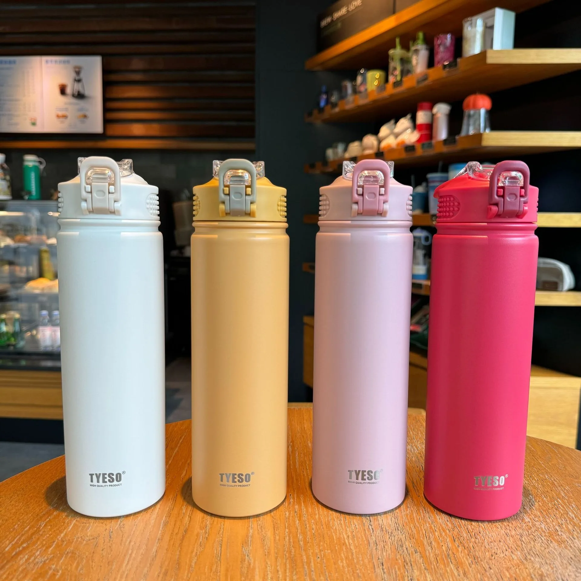 750ml Thermos Bottle with Straw 304 Stainless Steel Car Thermal Cup Insulated Flask Tyeso Climb Water Bottles for Outdoor Sports