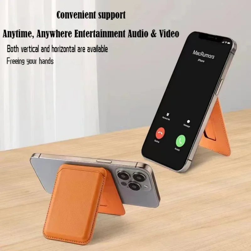 Carteira de couro magnética forte com suporte oculto para magsafe para telefone mag seguro titular do cartão capa de bolso titular do cartão de visita