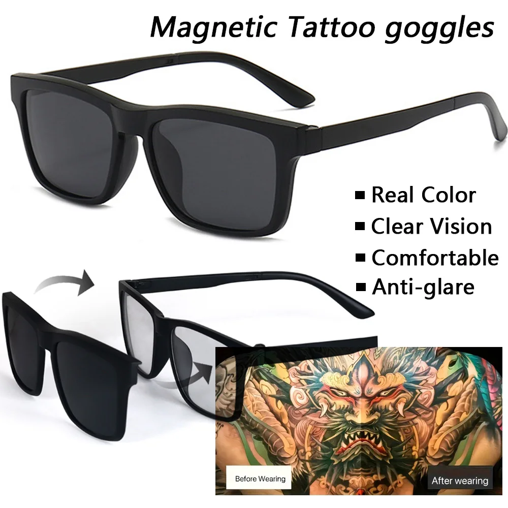 

Магнитные очки для татуировки, фильтр для татуировки, защитные очки для глаз, бесшовные поляризационные очки для татуировки/студий макияжа, ежедневное использование