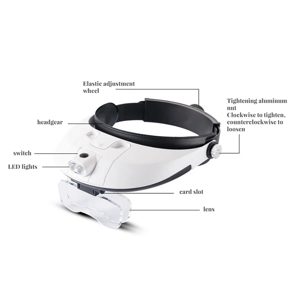 

Head Mount Magnifying Glass Hands-Free Magnifier with Lights Accessories