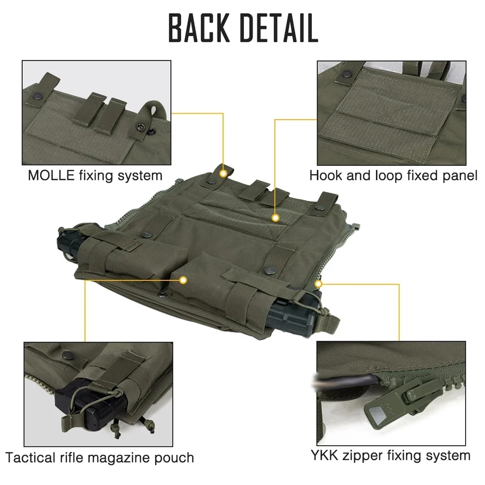 IDOGEAR Tactical vest, zipper, back bag, back supply, attached bag  W/ Mag Pouch for AVS JPC2.0 CPC Vest 3573
