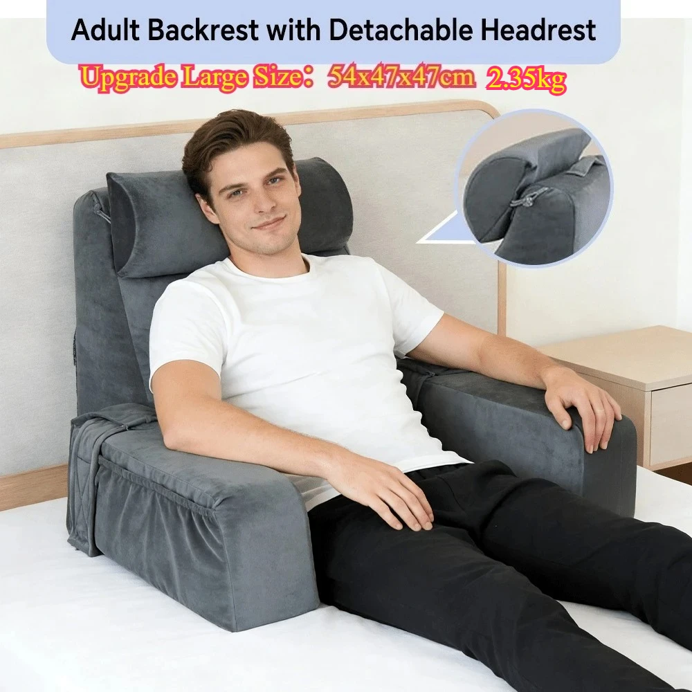 Plus Size Reading Cushion Pillow with Headrest Armrests Adults Memory Foam Bed Rest Pillow for Reading Gaming Comfort Cushion 이불