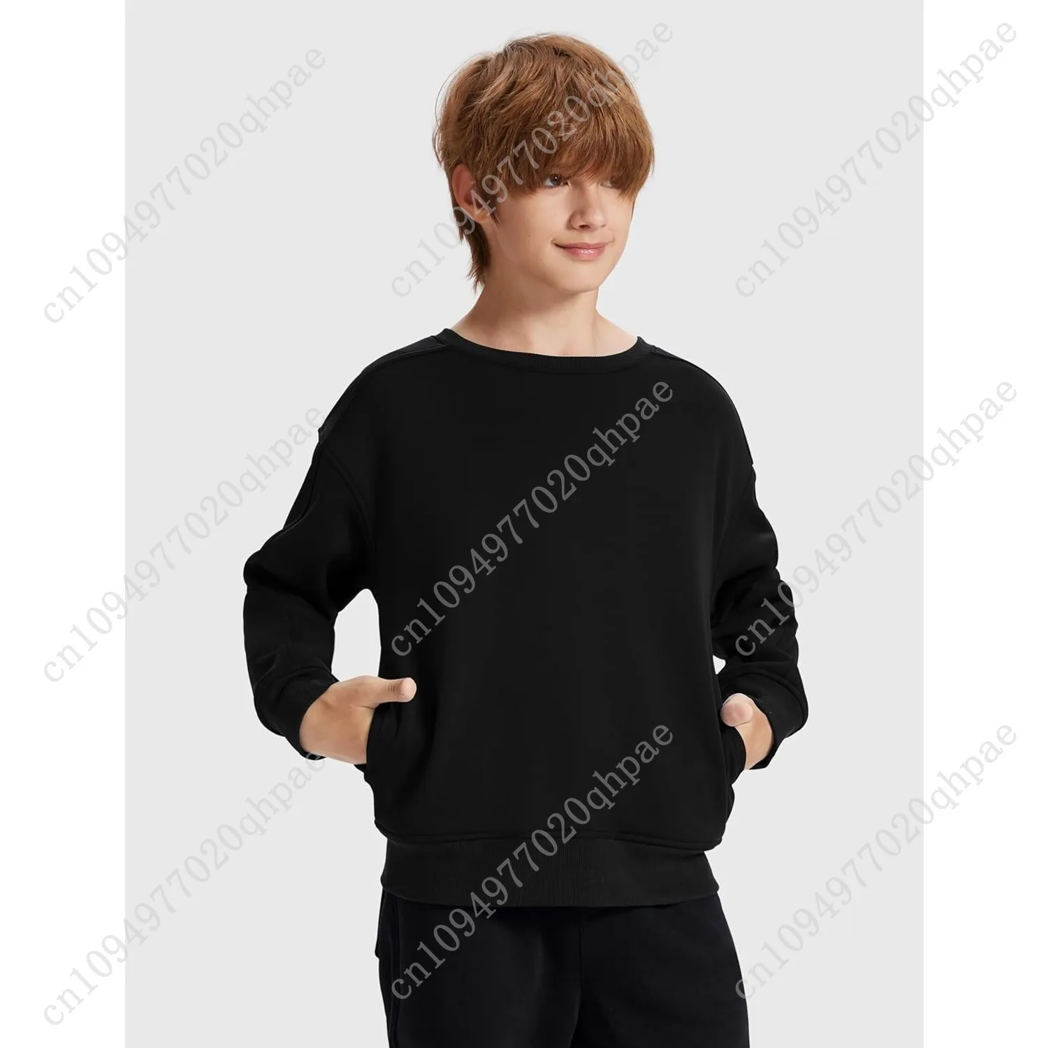 للجنسين الصبي شتاء دافئ شيربا اصطف Crewneck البلوز البلوز الصوف بلوزات الموضة عادية