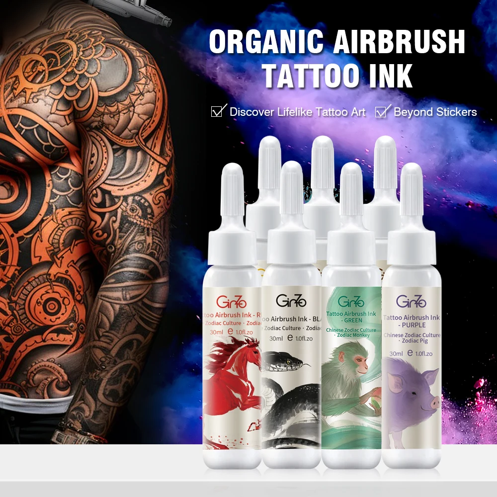 

Temporary Tattoo Ink for Airbrush Water&Sweatproof 30ML Body Art Paint Liquit DIY Long-lasting Henna Tattoo Supplies