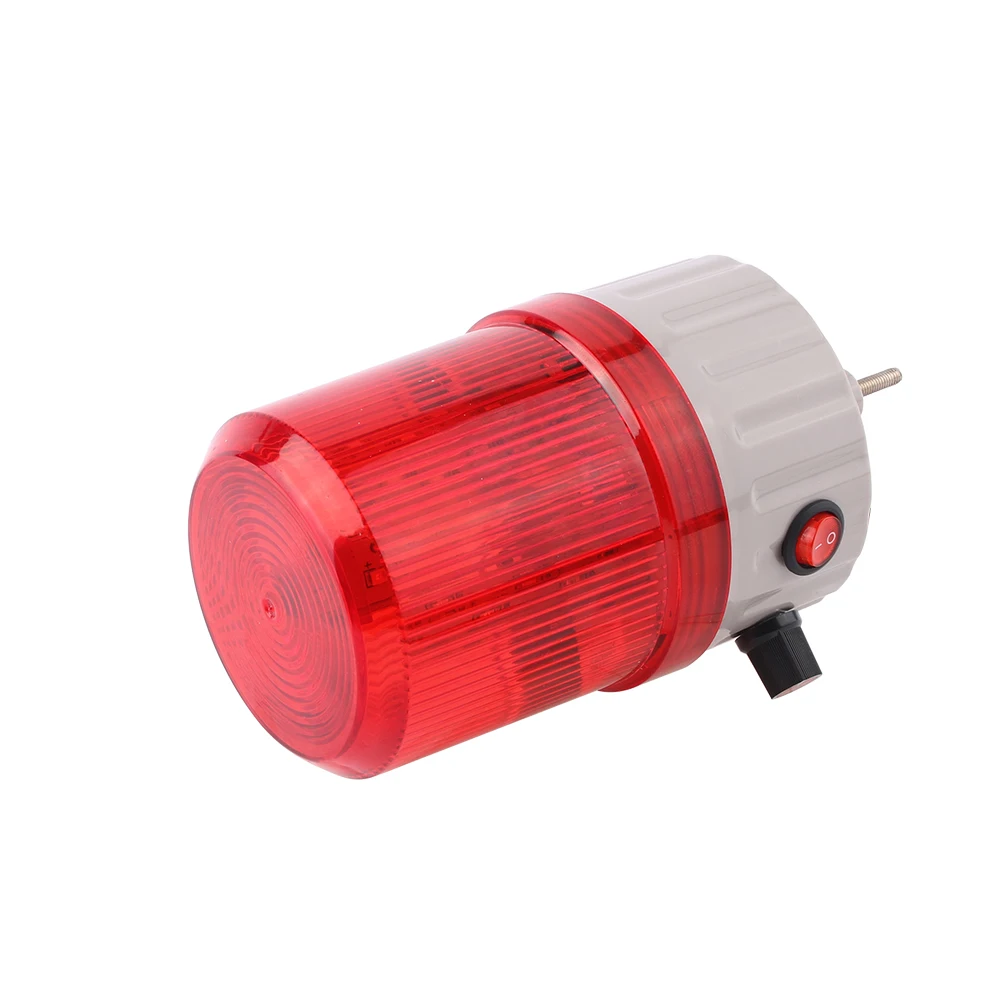 Luz de alarme com volume ajustável, lâmpada led piscante rotativa com luz de advertência sonora ac110v 220v dc12v24v luz vermelha liga/desliga