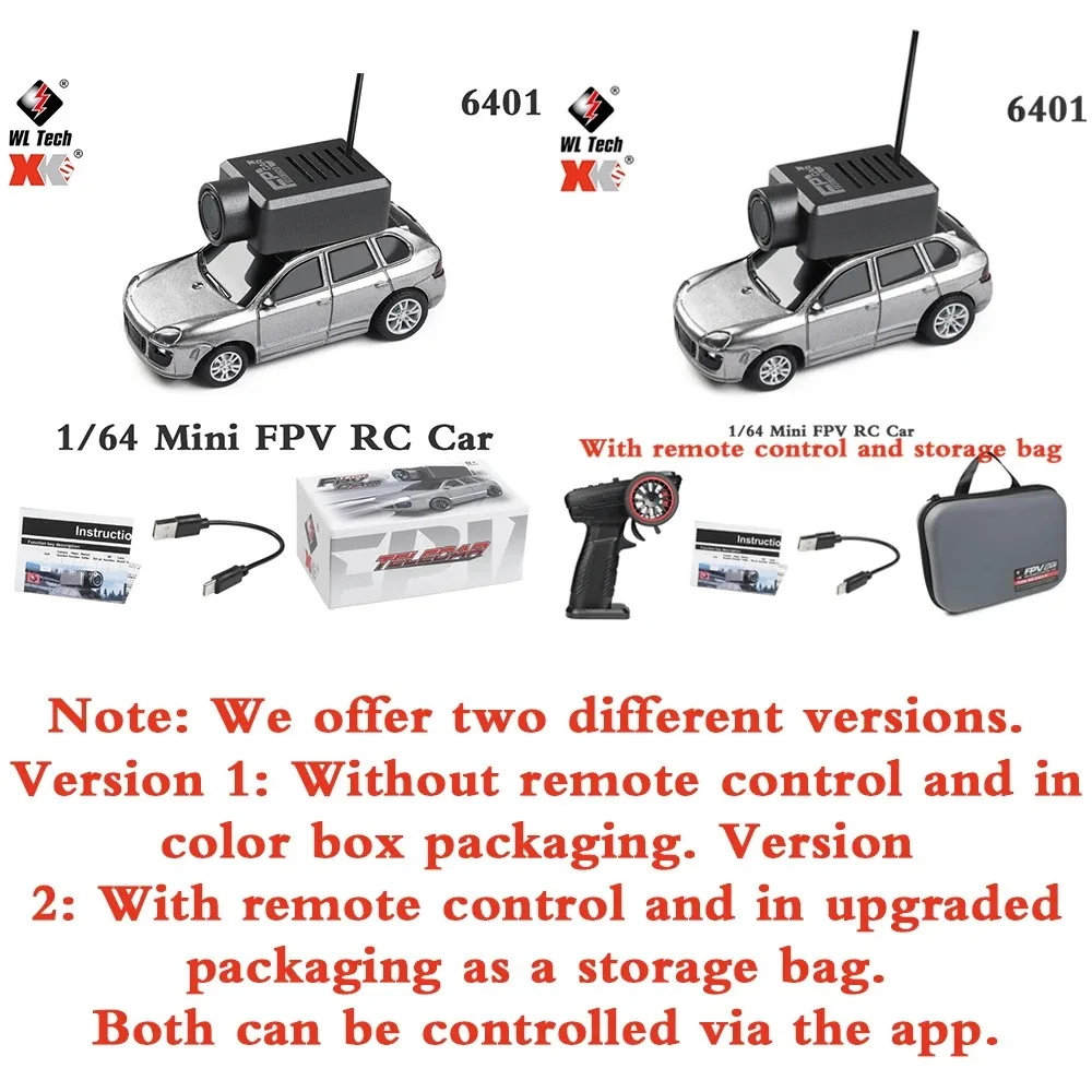 WLtoys 6401 1:64 Mini Drift RC Car 2.4G جهاز تحكم عن بعد مع كاميرا 720P FPV وتطبيق WiFi، لعبة سباق RC احترافية هدية للأطفال