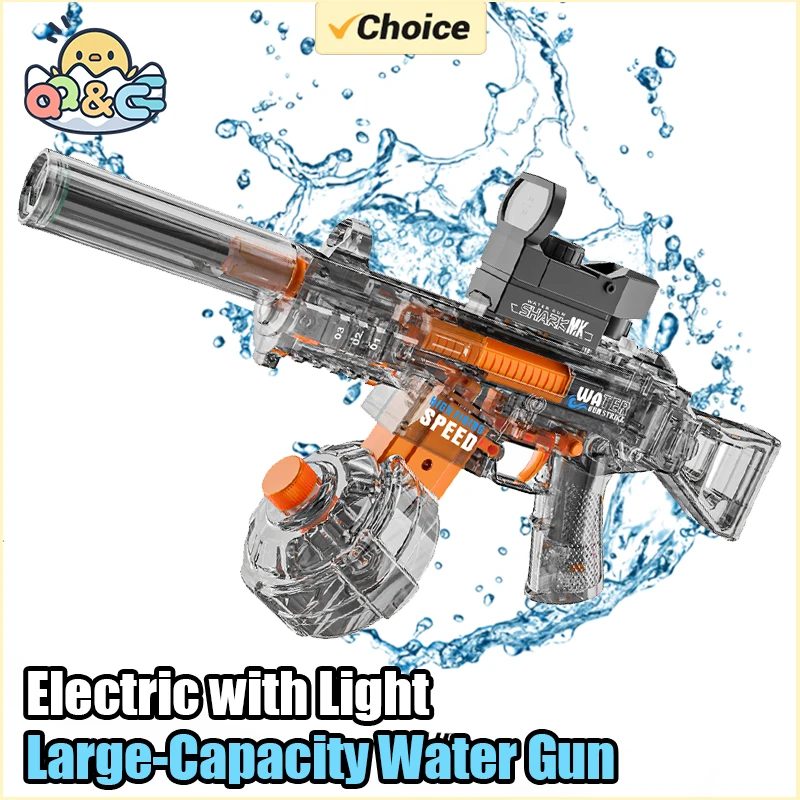 Electric Water Guns Automatic Absorption with Light UMP45 Large-Capacity Water Spary Play Outdoor Beach Toys for Kids Gifts