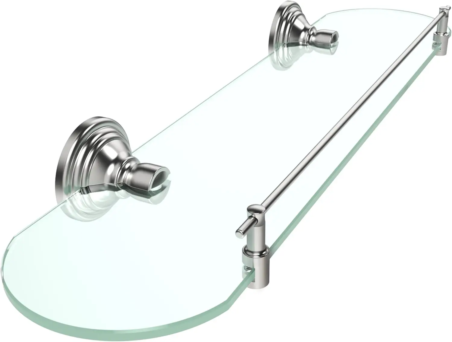 

20-дюймовые плавающие стеклянные полки для ванной комнаты с перилами из нержавеющей стали, отделка из матового никеля