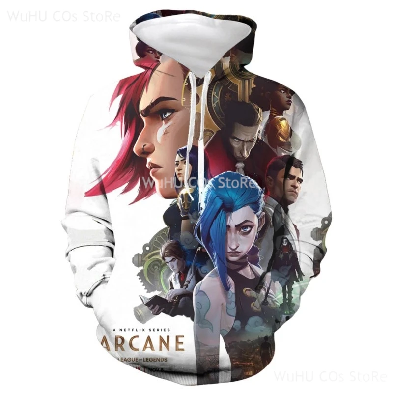 Arcane Hoodie LoL Vi Cosplay Hoodie 3D Printed Hooded Hoodies Sweatshirt Men Women 3D League of Legends Jinx Cosplay Costume