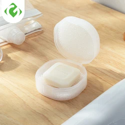 Portable Soap Box Frosted Transparent Soap Holder With Lid Travel Toilet Bathroom Soap Dish With Absorbent Sponge For Draining