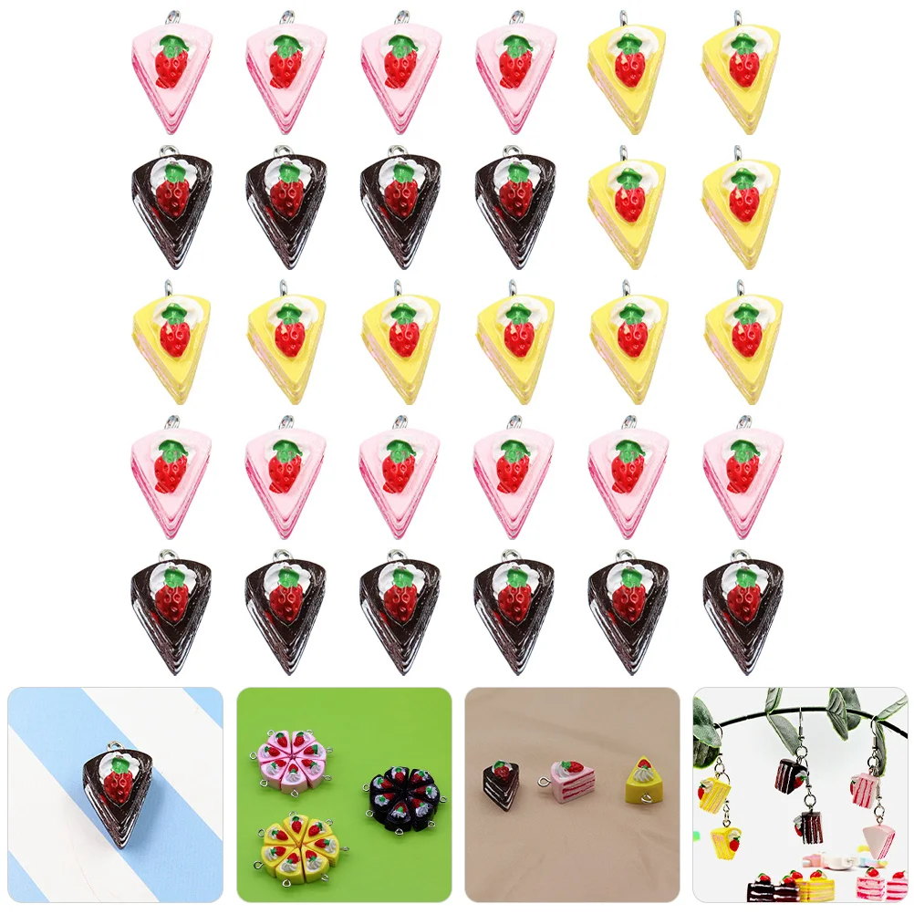 

30Pcs Mini Cake Charms Pendants for Jewelry DIY Projects Necklace Earring Keychain Handicrafts Decorative Creative Lightweight