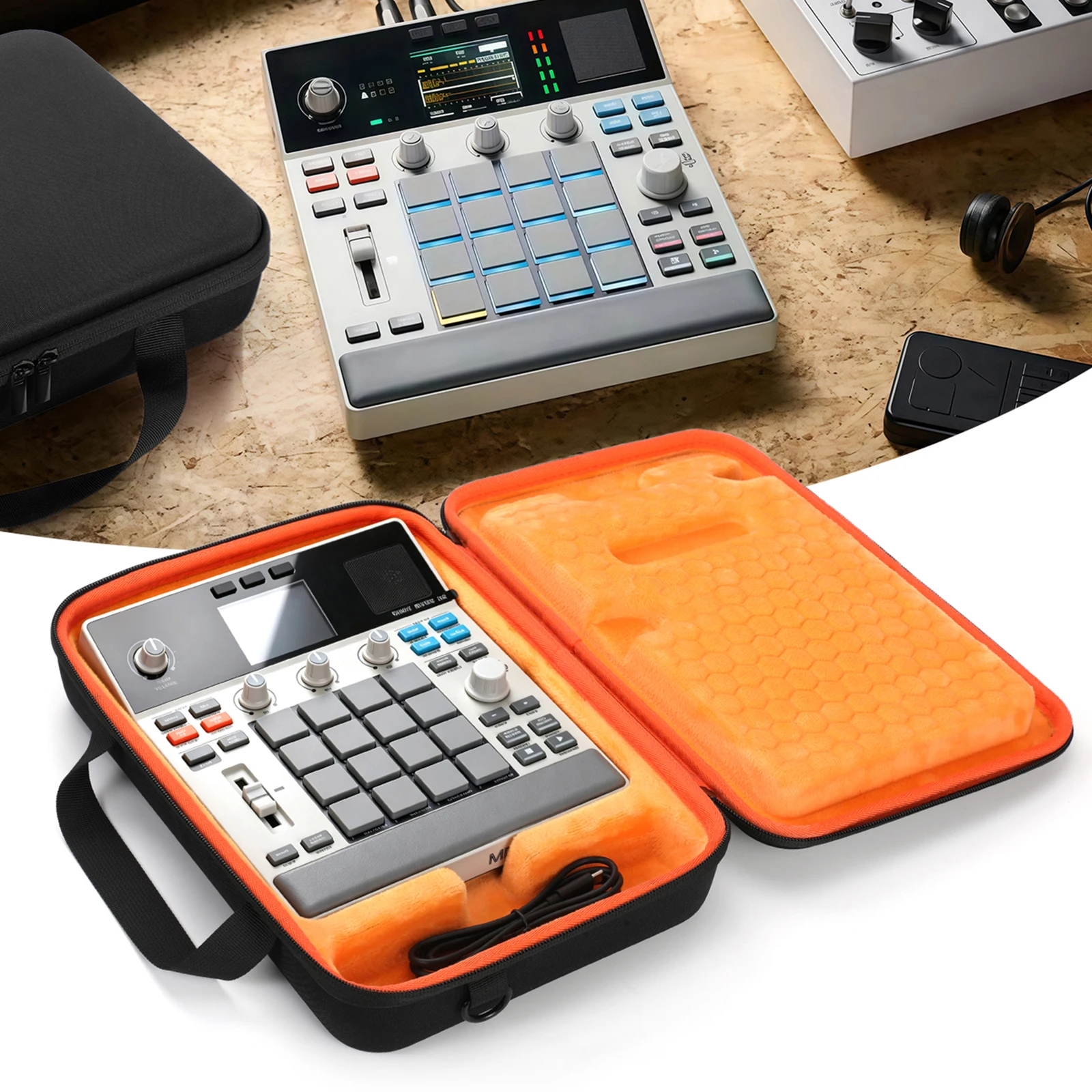 Hard Shell Case for Akai MPC One Sampler EVA Waterproof Dustproof Portable Bag with Shoulder Strap