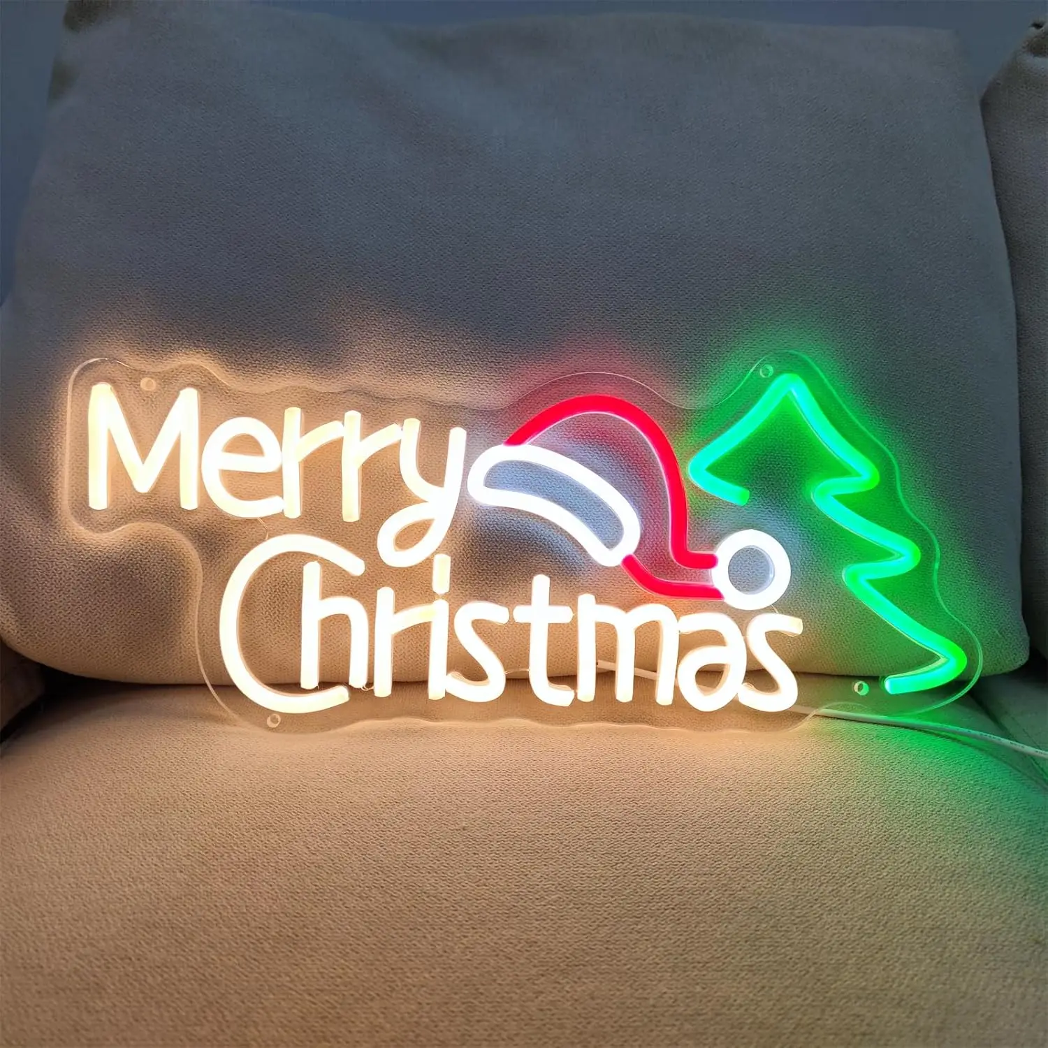 Merry Christmas Neon Signs for Wall Decor LED Neon Light Sign for Christmas Home Living Room Bedroom Happy Party Bar Decoration