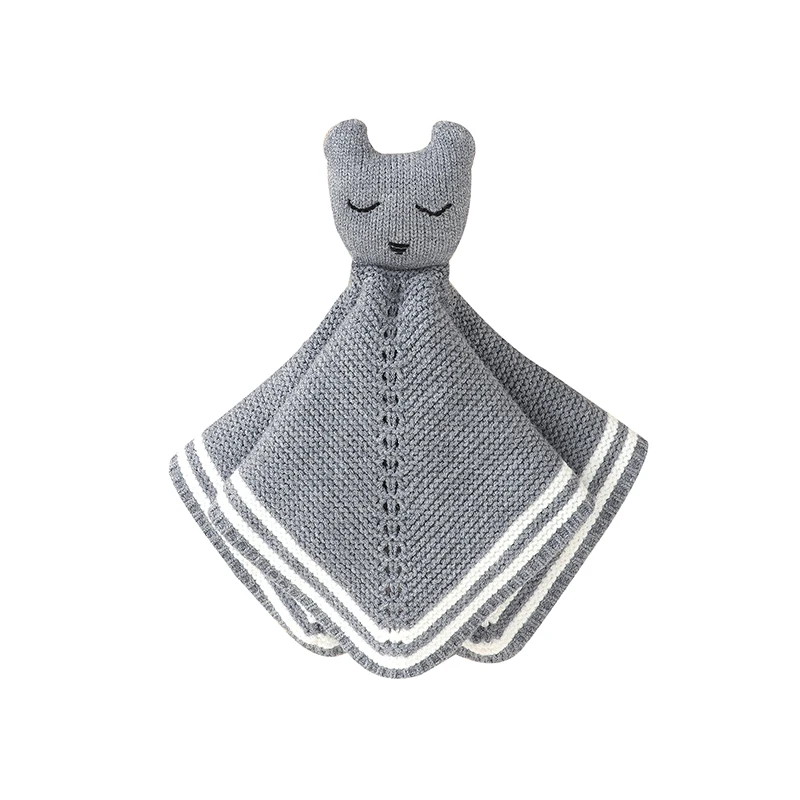 

Вязаное детское комфортное одеяло с милым медведем, мягкое успокаивающее полотенце, детская спальная кукла, игрушки безопасности для мальчиков и девочек