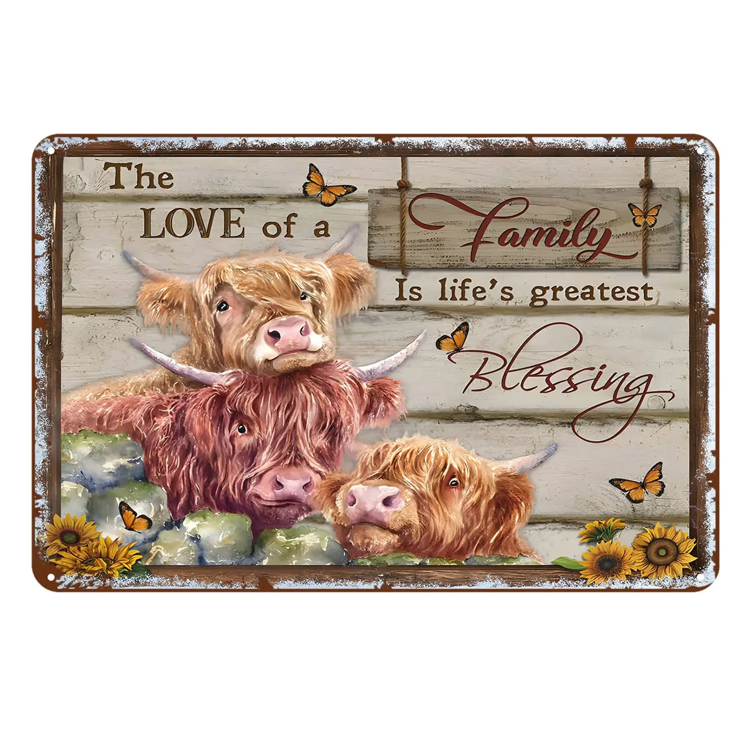 Металлический знак gnриле, ферма, горные коровы, любовь семьи, деревенский декор, винтажный жестяной знак, домашняя кухня, бар, кафе, ферма, Клубная пещера, Wal