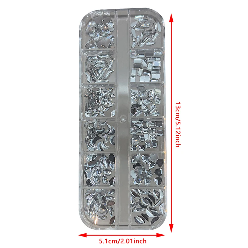 Strass scintillants à fond plat en cristal scintillant, 12 grilles, décorations géométriques irrégulières pour Nail Art, accessoires pour outils de manucure à faire soi-même