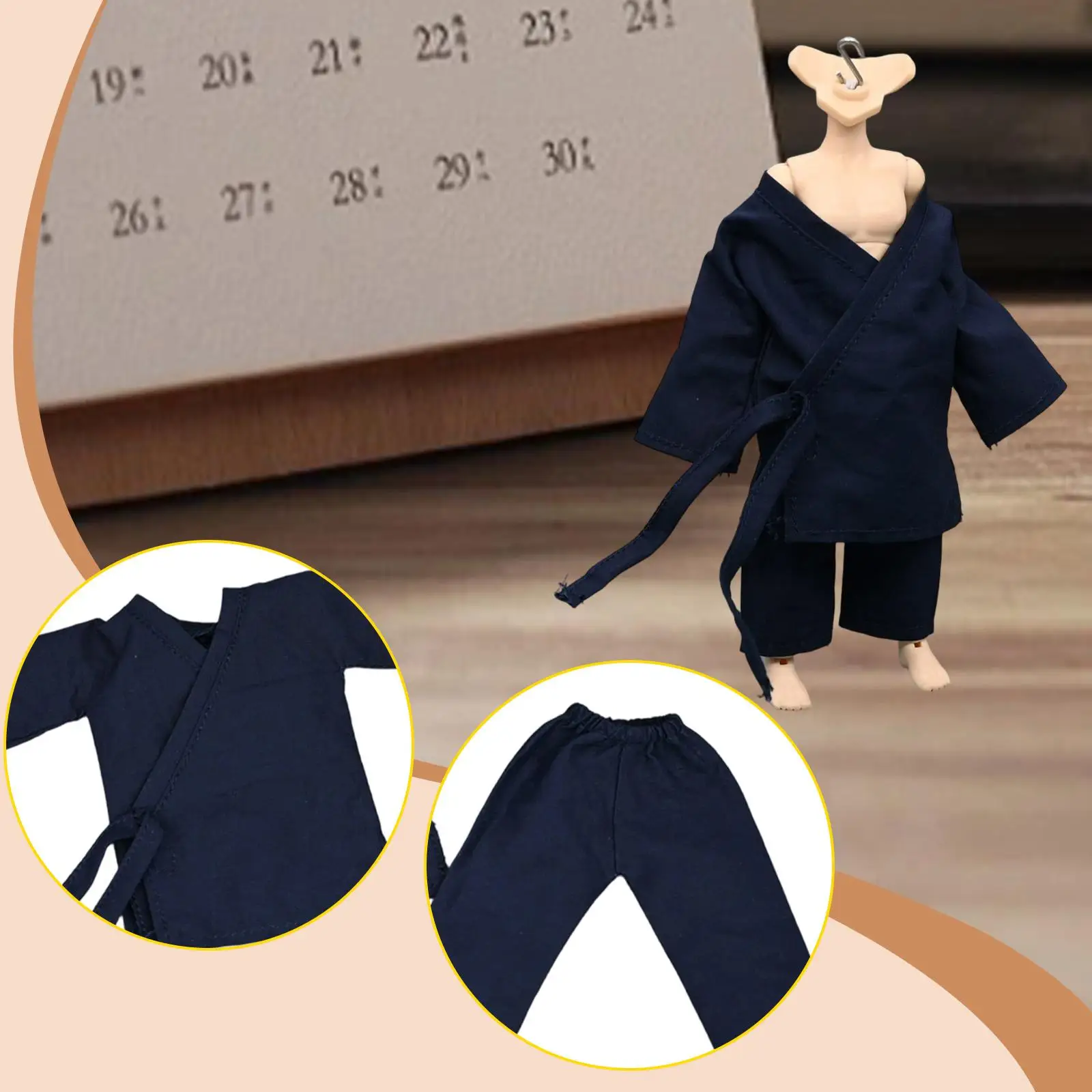 Abito Taoista 1/12, Abbigliamento Tradizionale Cinese, Accessori per Foto, Vestiti in Miniatura per Bambole Maschili da 6 Pollici