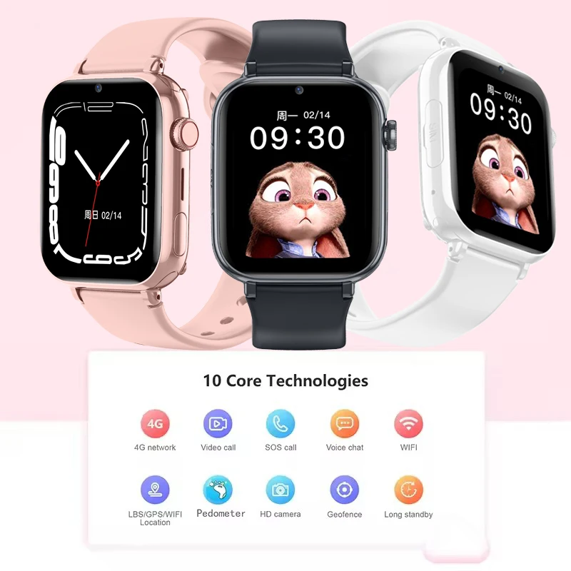 2025 Kids 4G Smart Watch SOS GPS Location Sim Card Call Child SmartWatch Camera Waterproof Watch Gift For Ios Android Children