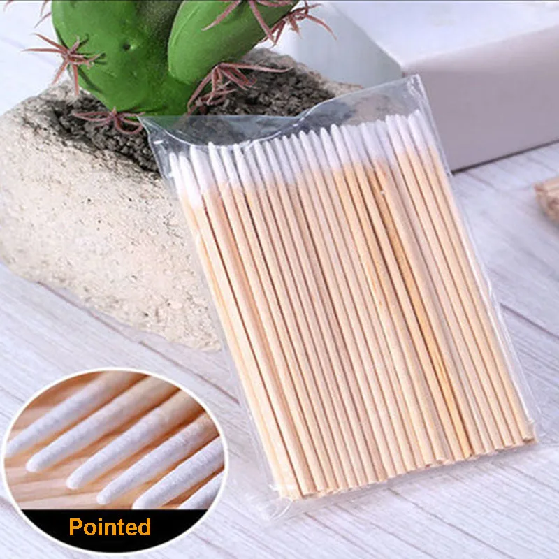 Disposable Cotton Swab Lint Free Micro Brushes Wood Cotton Buds Swabs Ear Clean Stick Eyelash Extension Glue Removing Tool