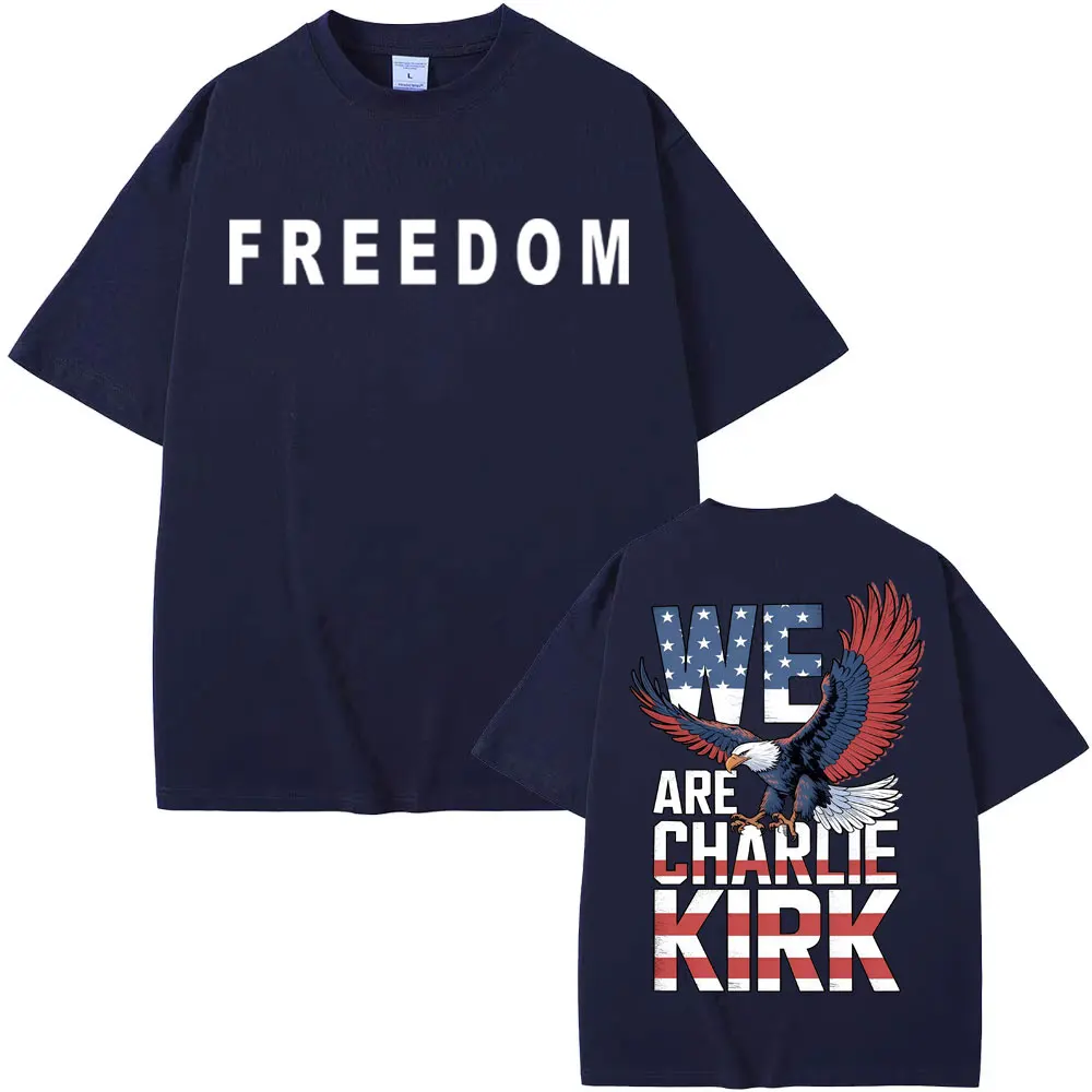 

Charlie Kirk Memorial T-shirt, unisex, Harajuku Y2K style, summer adult casual, 100% cotton, crew neck, short sleeve, men's top.