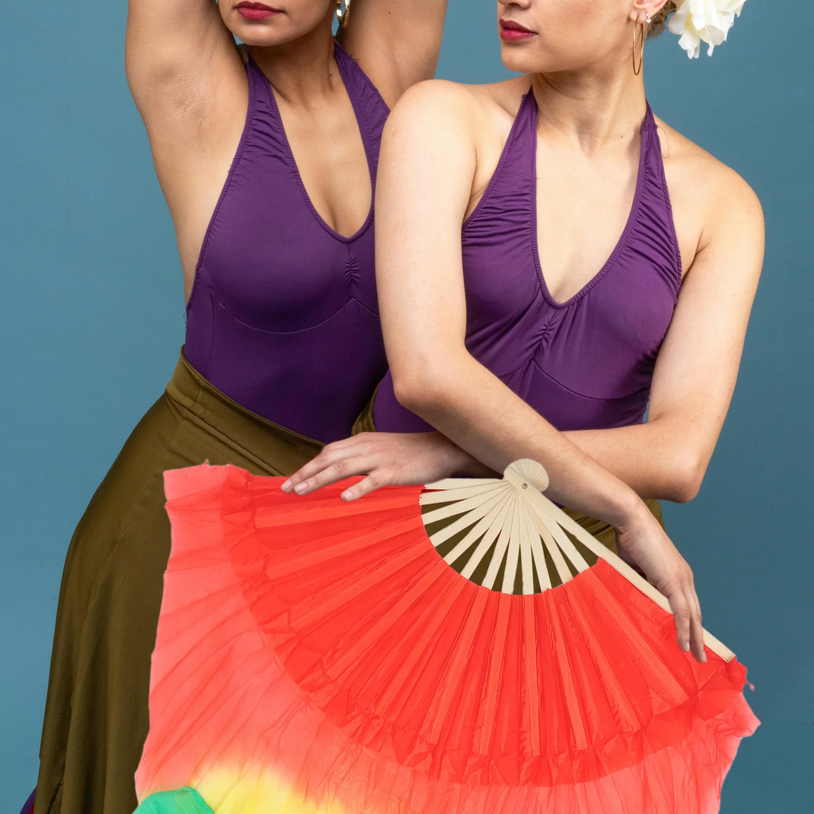 Beau éventail de danse du ventre, Long voile de soie, éventail de danse pliant allongé, accessoire de Performance coloré, accessoire de Costume de scène