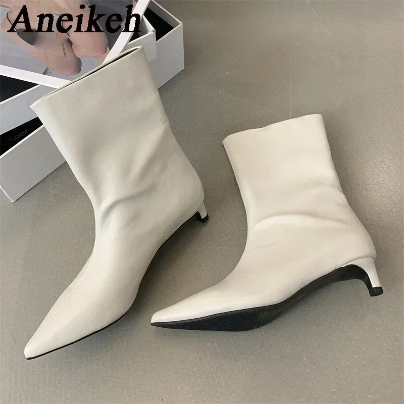 Aneikeh New Fashion Pointed Toe Ankle Boots Women Wedding Party Shoes Winter Autumn Slim Short Ladies Booties Botines Mujer view 3