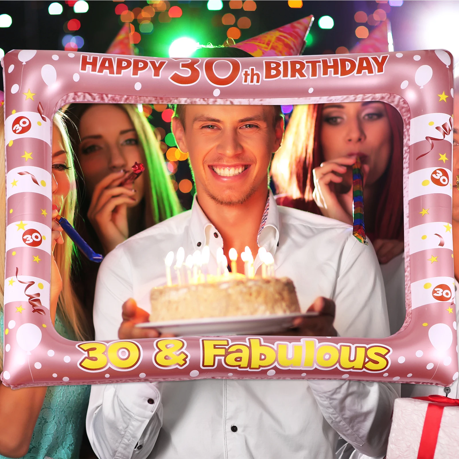 

1Pcs PVC Photo Frame Inflatable Design Portable Birthday Photo Booth Frame for Family Gathering Memory Recording Tool