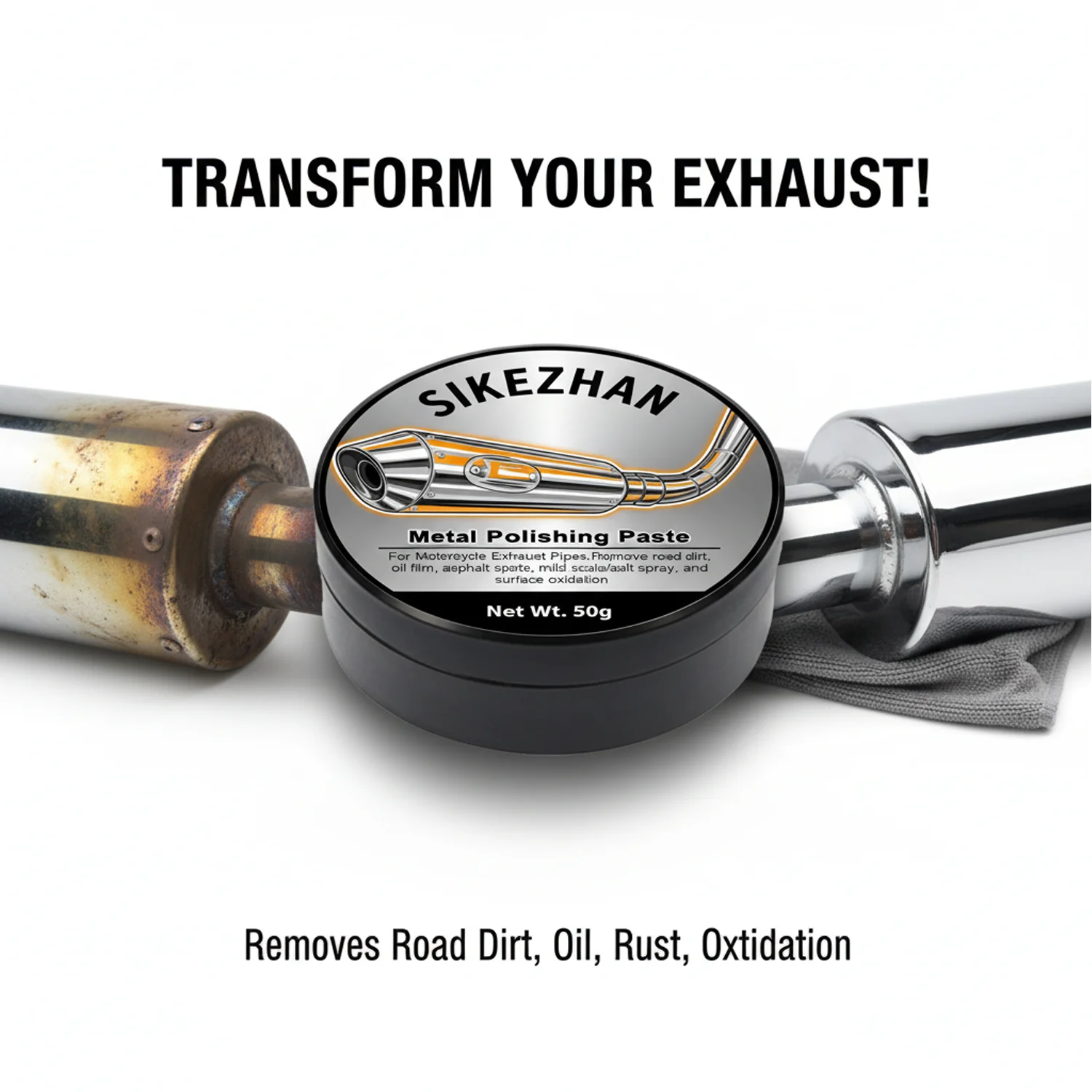 

Полировальная паста для автомобильной выхлопной трубы, очиститель из нержавеющей стали, хромированный крем для удаления ржавчины, осветляющий наконечник глушителя мотоцикла