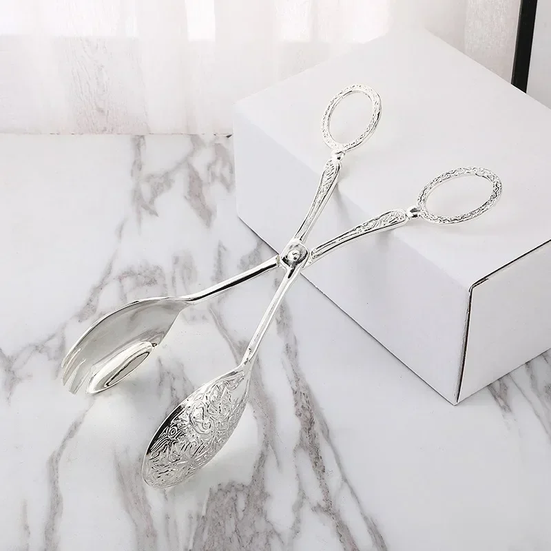 Zinc Alloy Metal Spoon Salad Clip Exquisite Party Self-service Clip Tray Cake Birthday Party Tableware Clip Multifunctional