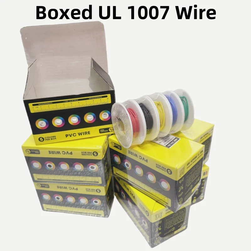 Boxed UL1007 PVC Insulation Tinned Copper Cable （5Colors Mix Kit）30/28/26/24/22/20/18/16 AWG Stranded PCB Electrical Wire Line