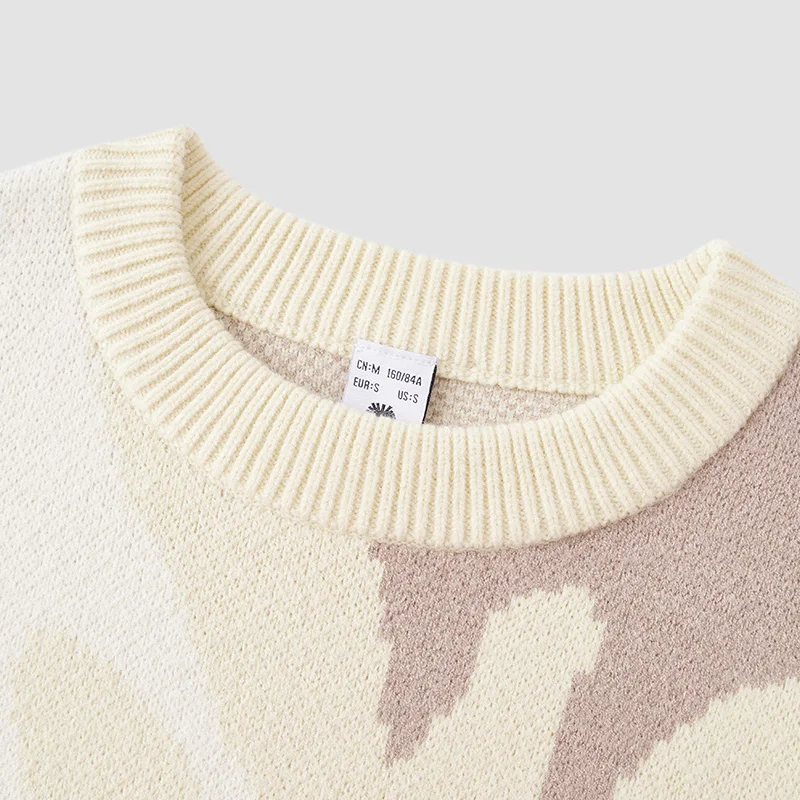 Semir Sweater Women Jacquard Loose Sweater Niche Winter Gentle Round Neck Sweet Dropped Shoulder Top