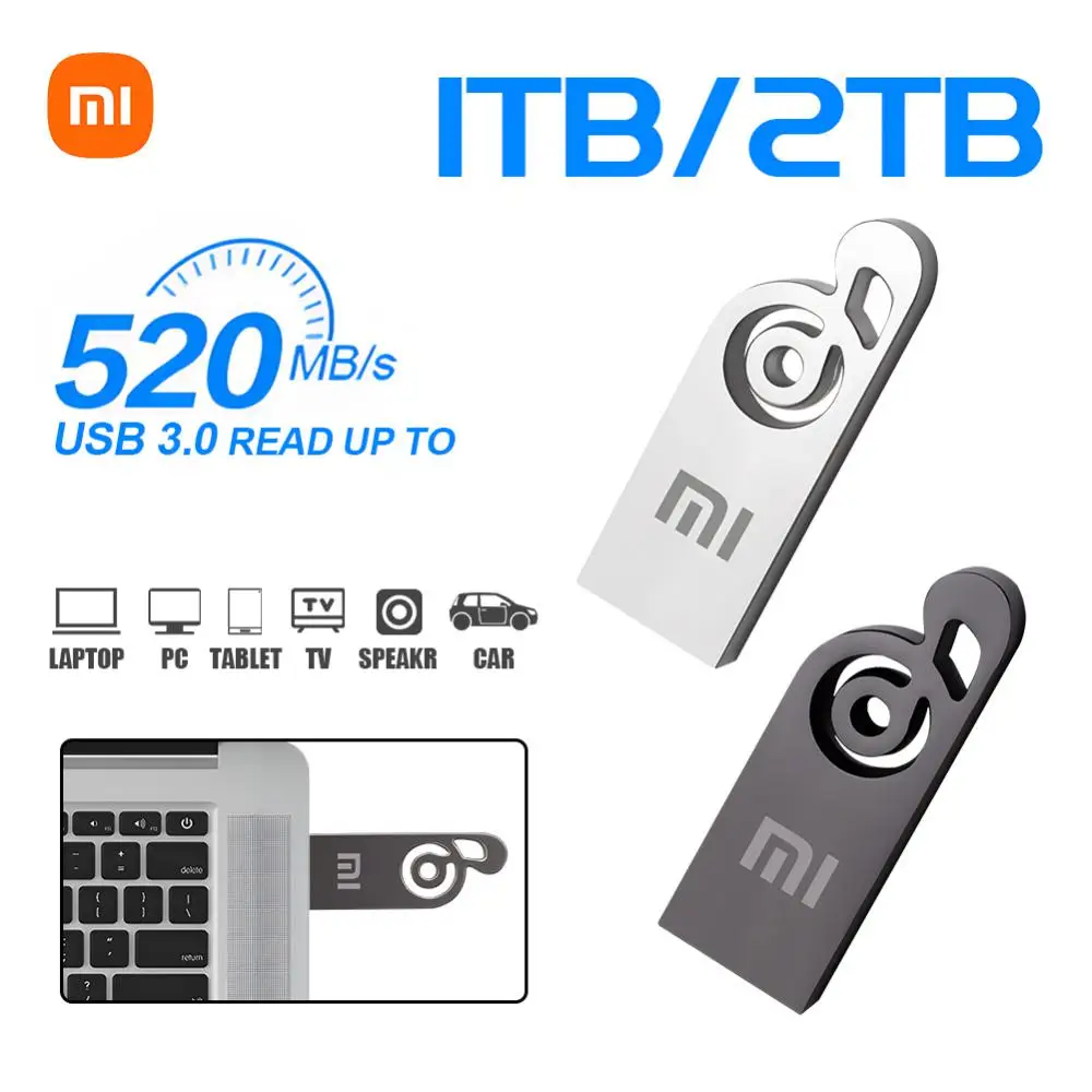 Xiaomi-unidad Flash USB de 2TB, Pendrive de 1TB, 128G, 256G, resistente al agua, u-disk, 3,0 teclas, memoria Usb, regalo para PC