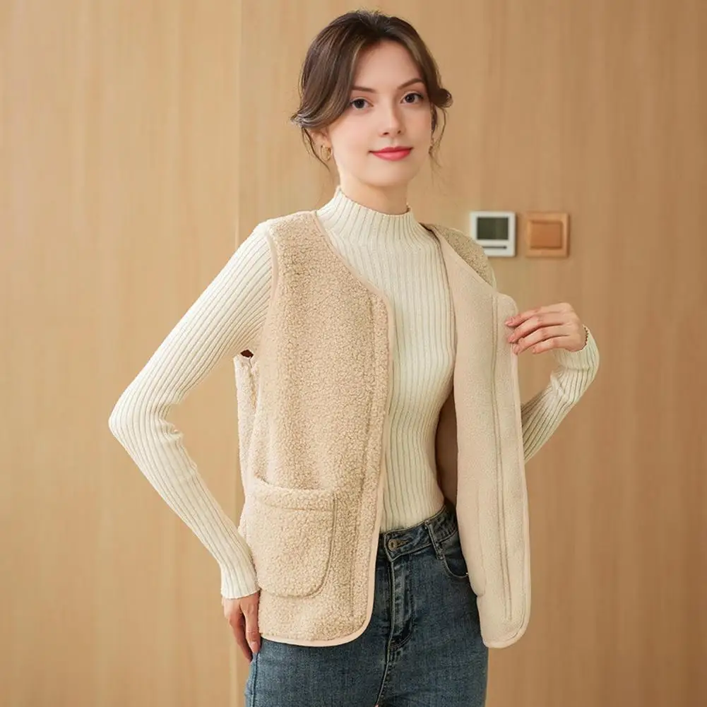 

Легкий женский жилет, уютный флисовый жилет из шерпа для женщин с карманами, теплая куртка на осень-зиму, стильная верхняя одежда, вариант
