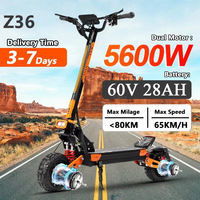 Z36 eScooters 5600W Dual Motor 60V28AH With Turn Signal Electric Scooter Hydraulic Brake 11'' Off-road Tubeless Tire E-Scooter