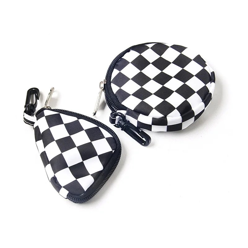 

New Fashion Three-dimensional White Black Checkerboard Coin Purse with Keychain Cute Mini Coin Bag Key Change Pouch Earphone Bag