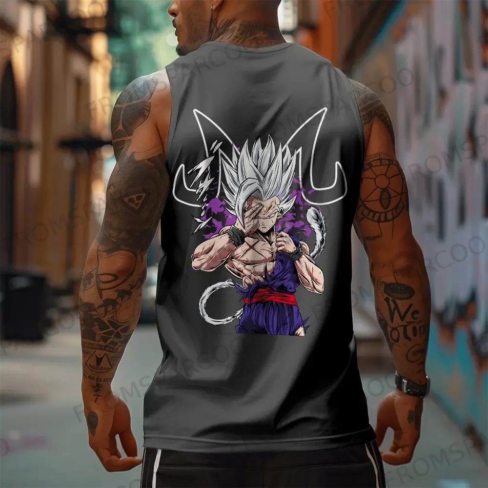

Dragon Ball Anime Goku Peripheral Printed Pure Cotton Tank Top 2025 Gym Sportswear Casual Men Loose Summer Fashion Vest Topins