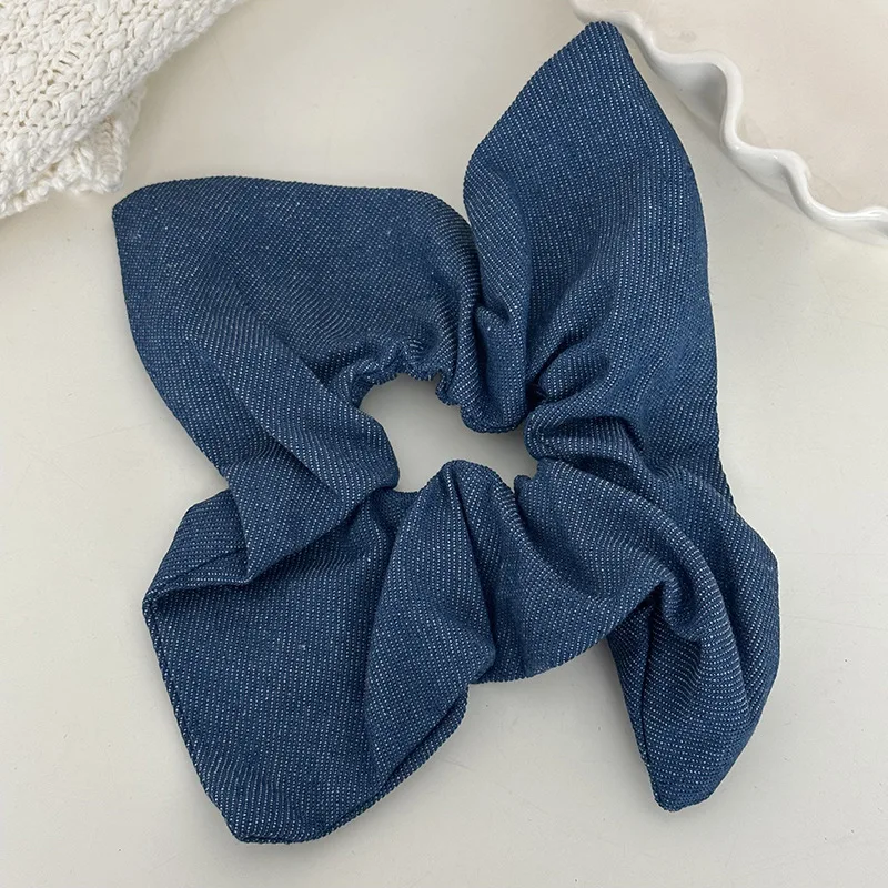 Korean Blue Denim Flower Hair Rope Solid Color Hair Tie Elastic Hairband Elegant Ponytail Holder Rubber Girls Hair Accessories