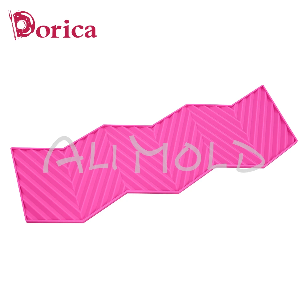 Geometric Patterns Cake Border Lace Mat Diagonal Stripes Design Fondant Chocolate Origami Silicone Mold Wedding Cake Decoration