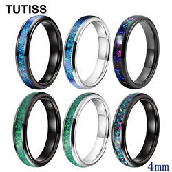 TUTISS 4mm Different Colors Opal Ring Men Women Luxury Band Tungsten Fashion Jewelry Nice Birthday Gift