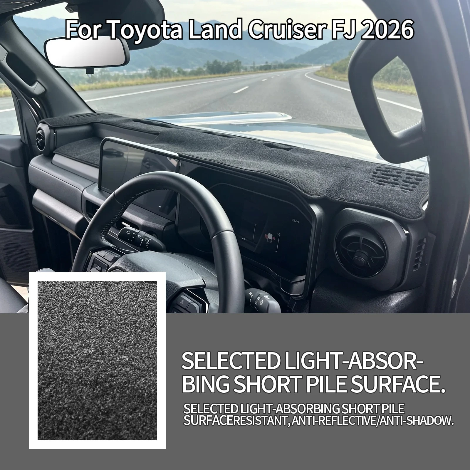 For Toyota Land Cruiser FJ 2026 Dashboard Sunshade Mat Sunproof and Heat-Insulating Plush Light-Blocking Mat Interior Accessory