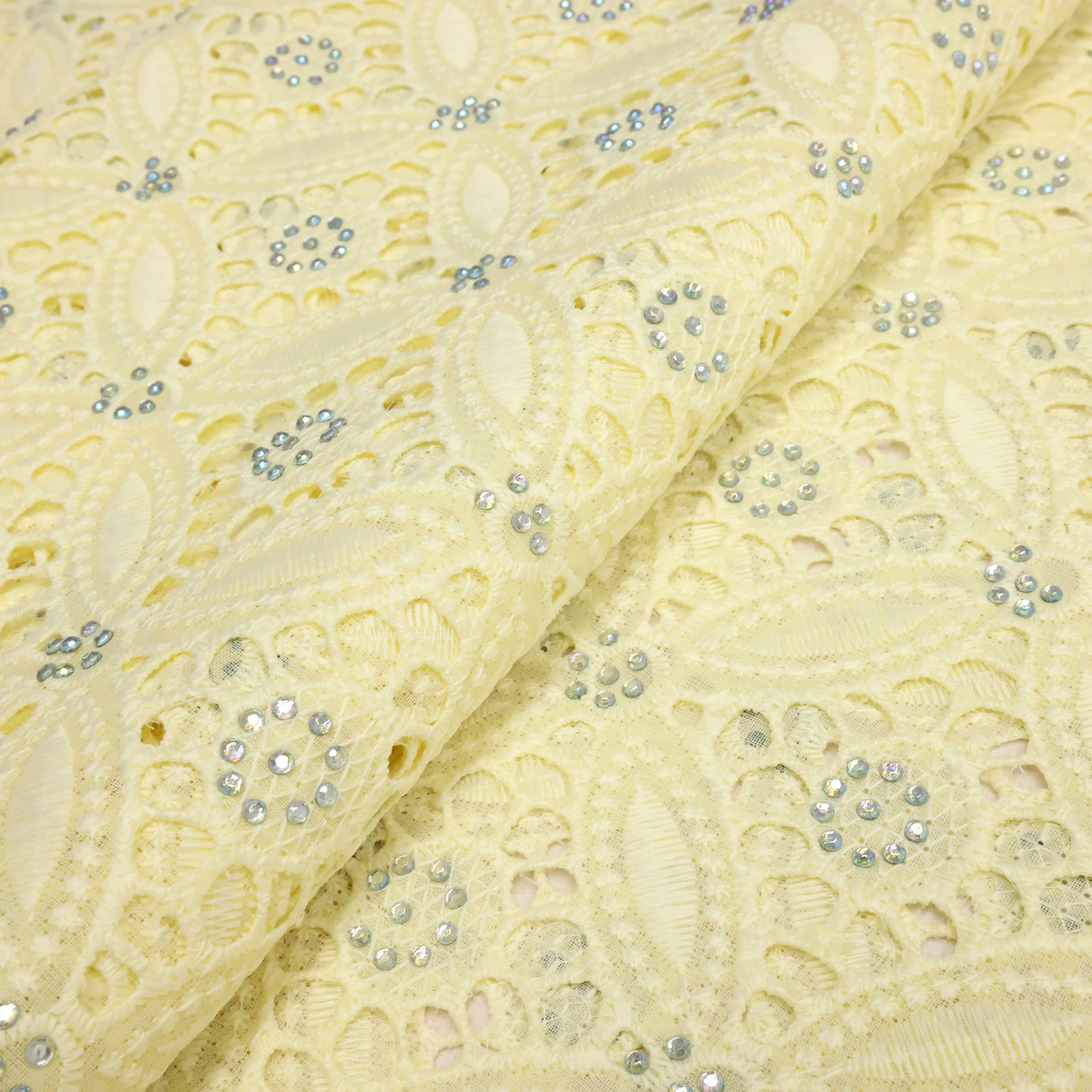 Lastest African Cotton Lace Fabric Swiss Voile Fabric High Quality 2025 For Sewing Wedding Dress Guipure Cord Lace 5 yards