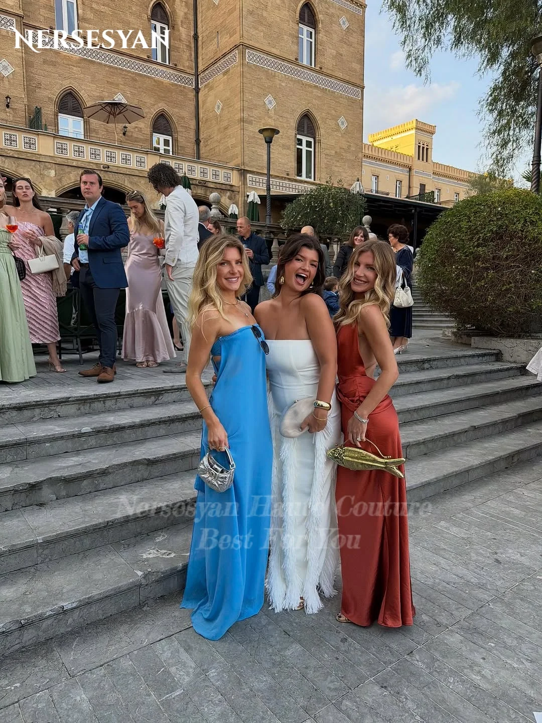 Nersesyan – robe de bal de luxe bleu océan, épaules dénudées, en Satin élastique, robe de soirée formelle, dos nu, personnalisée, 2026