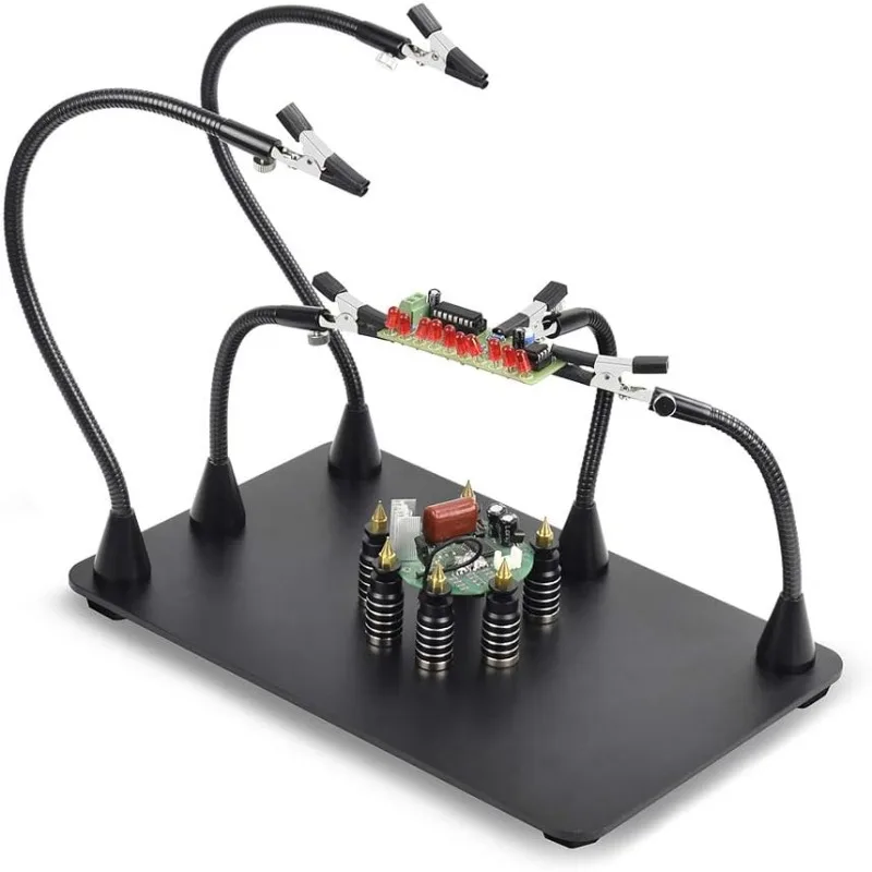 Helping Hands Third Arm Soldering Work Station | EXtra Large & Heavy Duty Base Plate | 5 Flexible Arms with Precision 360 Degree