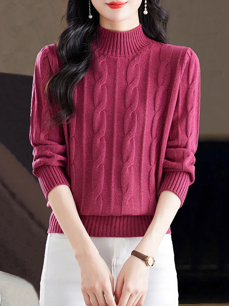 

Thiened Warm Woolen Sweater Women's f High Collar Loose Knitted Base irt Autumn Winter New Sle Faionable Knitwear