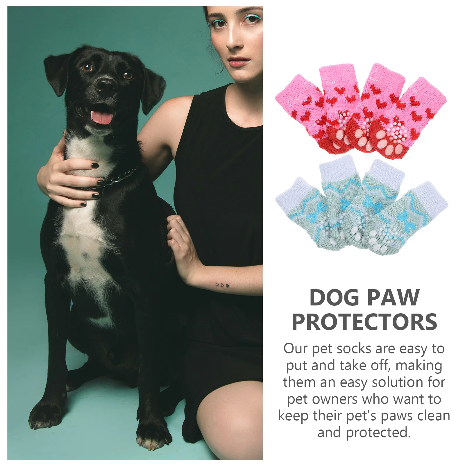 4Pairs Adorable Dog Socks Anti Slip Pet Socks Winter Warm Cotton Compact Easy to Put on Take Off Travel Friendly