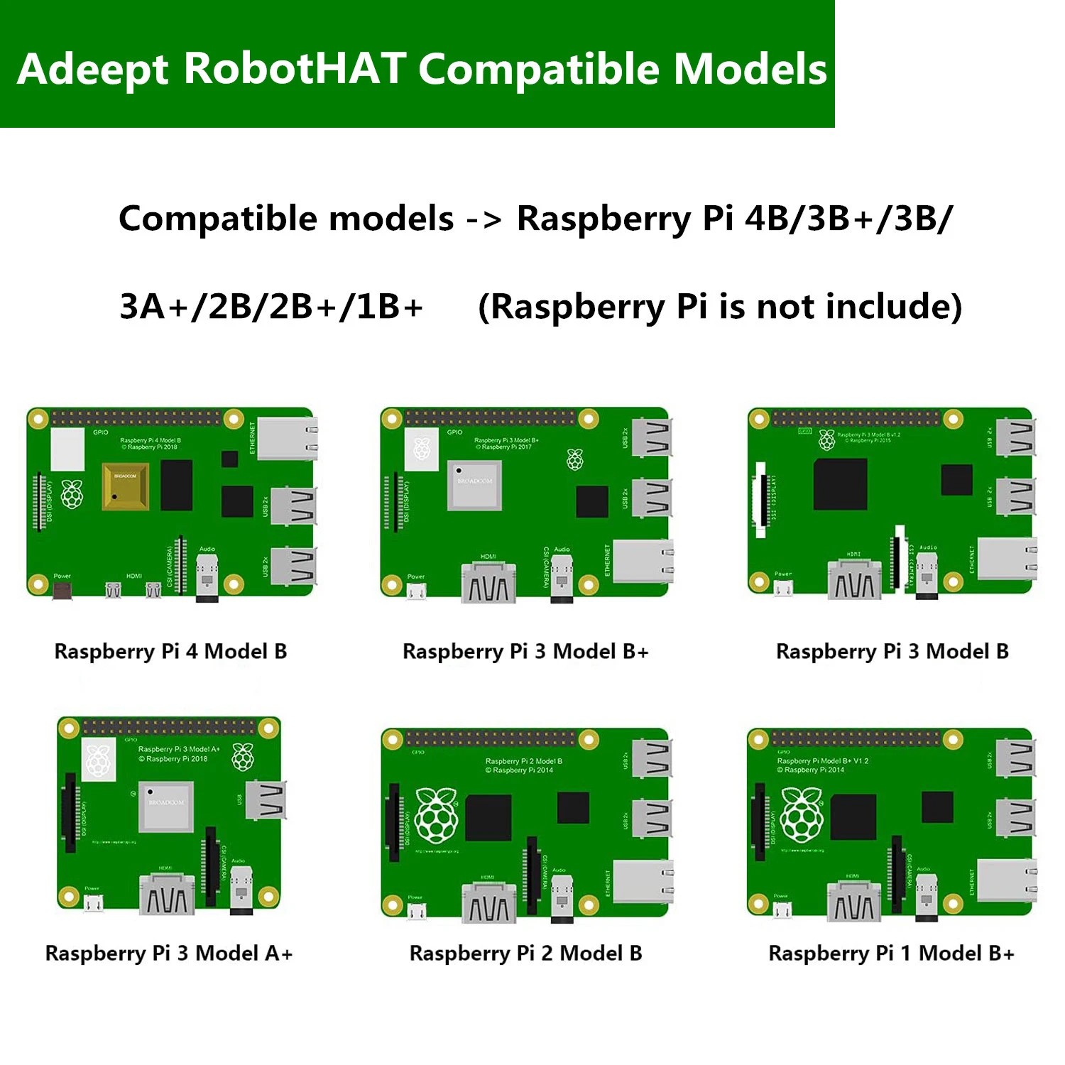 Робот Adeept HAT для Raspberry Pi, плата расширения для Raspberry Pi 5/4B/3B/3B +, драйвер умного робота-автомобиля с руководством в формате PDF